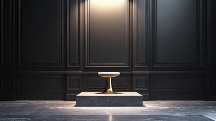 Aufkleber - Stunning sophisticated backdrop featuring a pedestal and display case 3D illustration 3D rendering