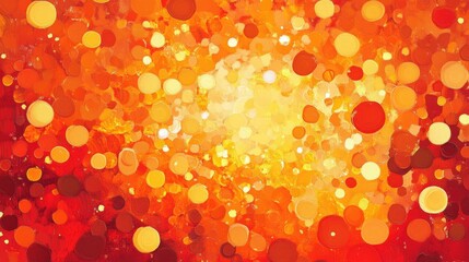 Poster - Vibrant orange backdrop featuring shimmering circles and a glossy finish An stunning illustration