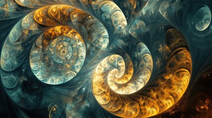 Poster - Abstract fractal background featuring infinite spirals in a computer generated design Captivating artwork ideal for wallpaper and creative graphic applications