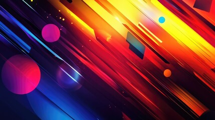 Poster - Vibrant abstract background featuring illuminated lines rectangles and circular shapes