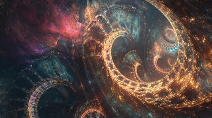 Poster - Vibrant and chaotic fractal design featuring abstract shapes perfect for use as a 3D rendered background or wallpaper