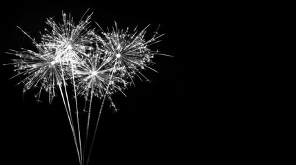 Aufkleber - Stunning silver fireworks against a dark backdrop featuring ample copy space for festive occasions