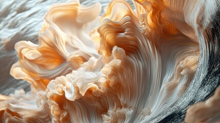 Poster - Dynamic organic structure featuring hyper realistic details complemented by abstract waves and a surreal background