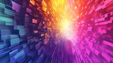 Fototapete - Colorful circular lines in pixel animation creating a cartoon style backdrop A modern abstract background generated through 3D rendering
