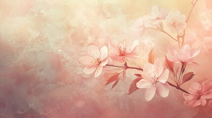 Poster - Pastel colored greeting card featuring pink blossoms
