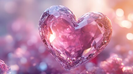 Poster - 3D rendering of a pink heart shape for Valentine s Day