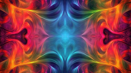 Poster - Colorful abstract pattern in a rectangular frame with a blank interior space