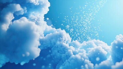 Poster - Abstract background featuring a cloudy blue sky with small clouds rendered in 3D