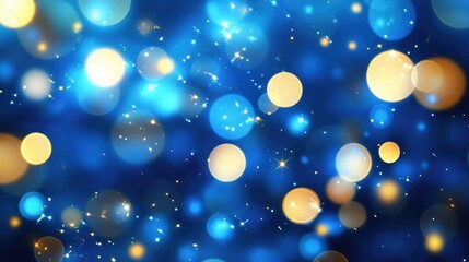 Poster - Abstract blue backdrop featuring shimmering circles and a glossy finish