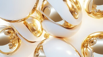 Aufkleber - Abstract white background featuring metallic gold spheres 3D illustration and rendering
