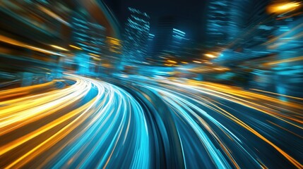 Aufkleber - Abstract motion blur depicting light trails in an urban environment illustrating the concept of city movement at night