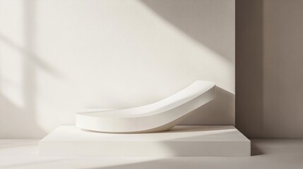 Poster - Minimalist 3D render of a white design for a product display podium