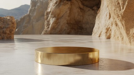 Aufkleber - 3D Rendered Gold Circular Pedestal Platform