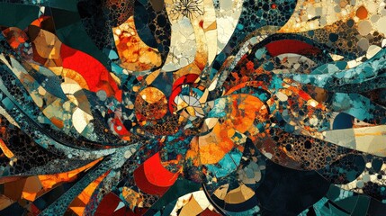 Poster - Abstract futuristic mosaic featuring psychedelic fractal patterns perfect for innovative design projects