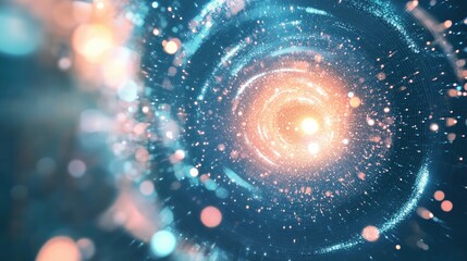 Poster - Abstract radial blur featuring numerous particles generated in 3D creating a visually engaging background for technology related creative projects