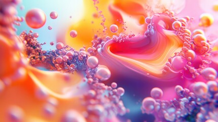 Aufkleber - Vibrant and chaotic fractal design featuring abstract shapes 3D rendered illustration suitable for backgrounds or wallpapers