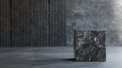 Aufkleber - Black granite pedestal against a minimalist backdrop 3D rendering