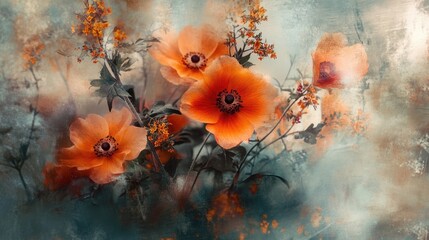 Poster - A stunning image of flowers set against an abstract backdrop