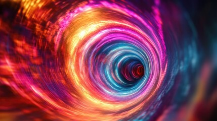 Poster - Abstract neon tunnel with vibrant light effects creating a mesmerizing background