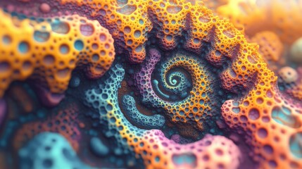 Poster - Vibrant and chaotic abstract fractal pattern Colorful 3D rendered shapes creating a dynamic illustration for background or wallpaper use