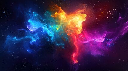 Poster - Vibrant multicolored computer generated illustration set against a dark backdrop