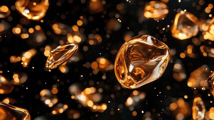 Aufkleber - 3D illustration of gold and clear glass on a black background Vertical