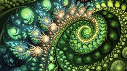 Poster - A vibrant green fractal design