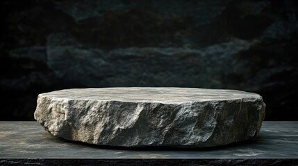 Poster - Stone award podium with a black background isolated 3D illustration of an object