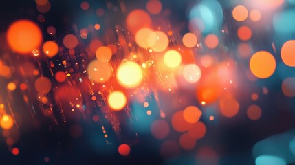 Poster - Abstract digital illustration featuring bokeh lights with an orange hue
