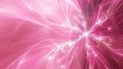 Poster - Abstract pink background featuring a fractal star explosion with glossy effects and intricate lines
