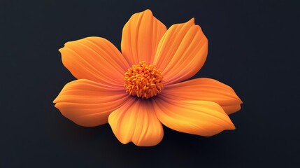 Poster - Stunning photograph of an Orange Cosmos flower that brings the warmth of the sun into your space in a 3D cartoon rendering