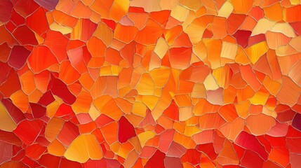 Poster - Vibrant abstract mosaic background in shades of orange featuring a glossy finish A stunning illustration