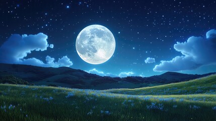 Wall Mural - Beautiful moon in a 3D cartoon rendering