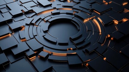 Poster - Abstract 3D illustration of a modern crypto extrude circle design