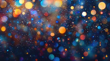 Poster - Multicolored bokeh circles create a glamorous abstract background filled with shimmering particles