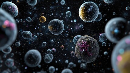 Poster - 2D illustration featuring a 3D cartoon rendering Background of a realistic star pattern Deep interstellar space with stars planets and moons Various imaginative science fiction backdrops Space art