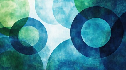 Poster - Vibrant digital illustration featuring abstract blue and green circular shapes