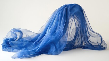 Poster - Romantic blue veil draped over a white surface