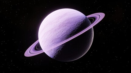 Aufkleber - 3D illustration of an Exoplanet featuring a white planet with a lilac ring set against a black sky