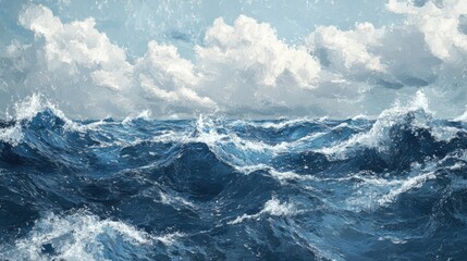 Aufkleber - A textured backdrop showcasing the rough ocean waves