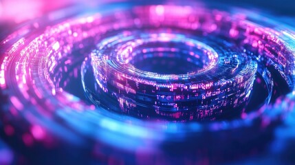 Poster - Abstract 3D illustration of a modern crypto extrude circle design