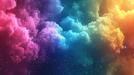 Poster - Abstract background in a 3D cartoon rendering for a galaxy spectrum concept The numerous colors symbolize many stars derived from a rainbow palette creating a vibrant and colorful backdrop against