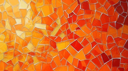 Poster - Vibrant abstract mosaic background in shades of orange featuring a glossy finish A stunning illustration
