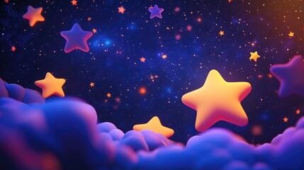 Aufkleber - 3D cartoon illustration of outer space filled with stars