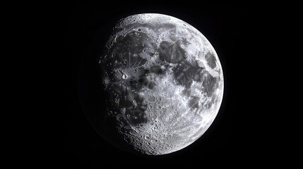Aufkleber - Half Moon Background in 3D Cartoon Rendering Realistic Moon The Moon is an astronomical body that orbits planet Earth serving as its only permanent natural satellite