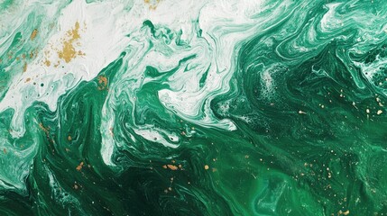 Aufkleber - Abstract fluid art featuring acrylic paints with swirling green waves and sandy textures showcasing liquid splashes and a marbled background effect