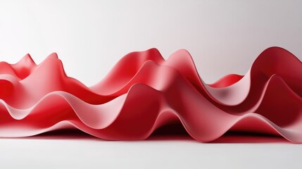 Poster - 3D illustration of an abstractly folded red curtain against a white backdrop