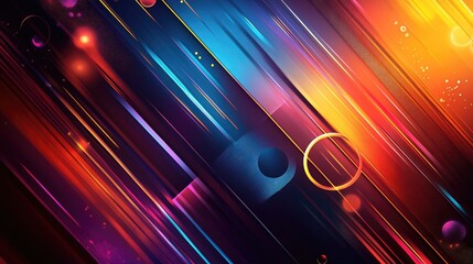 Poster - Vibrant abstract background featuring illuminated lines rectangles and circular shapes