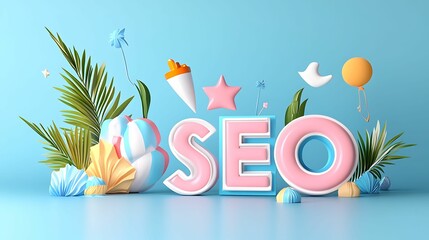 Wall Mural - seo relevance concept. colorful letters spelling 