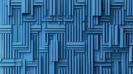 Poster - 3D illustration featuring rows of blue cubes and stripes creating a parallelogram pattern Technological geometric background with a seamless design of fading lines